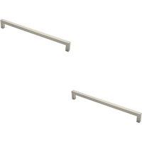 Loops 2x Square Mitred Door Pull Handle 469 x 19mm 450mm Fixing Centres Satin Steel in Metallics