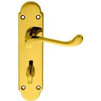 Loops PAIR Victorian Upturned Lever on Bathroom Backplate 170 x 42mm Stainless Brass in Metallics
