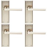Loops 4x PAIR Rounded Lever on Latch Backplate Door Handle 150 x 50mm Satin Nickel in Metallics