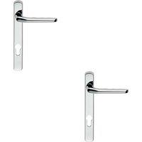 Loops 2x Straight Lever Door Handle on Lock Backplate Polished Chrome 208mm X 26mm