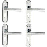 Loops 4x Round Bar Lever on Euro Lock Backplate Door Handle 180 x 40mm Polished Chrome