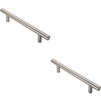 Loops 2x Straight T Bar Pull Handle 775 x 30mm 600mm Fixing Centres Satin Steel in Metallics