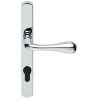 Loops PAIR Flared Lever on Narrow Euro Lock Backplate 208 x 26mm Polished Chrome
