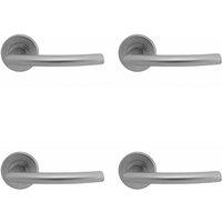 Loops 4x PAIR Oval Shaped Curved Bar Handle Concealed Fix Round Rose Satin Chrome