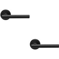 Loops 2x PAIR Straight T Bar Handle on Round Rose Concealed Fix Matt Black Finish