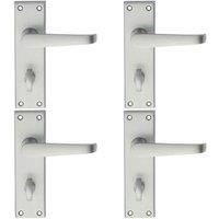 Loops 4x PAIR Straight Victorian Handle on Bathroom Backplate 150 x 43mm Satin Chrome
