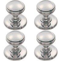 Loops 4x Ringed Tiered Cupboard Door Knob 38mm Diameter Polished Chrome Cabinet Handle
