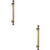 Loops 2x Ornate Pull Handle with Reeded Grip 353mm Fixing Centres Polished Brass in Metallics