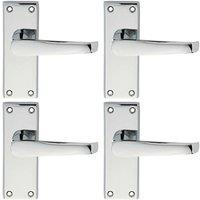 Loops 4x PAIR Straight Handle on Short Latch Backplate 118 x 42mm Polished Chrome
