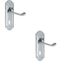 Loops 2x PAIR Victorian Upturned Handle on Lock Backplate 168 x 47mm Polished Chrome