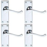 Loops 4x PAIR Victorian Scroll Handle on Latch Backplate 120 x 41mm Polished Chrome
