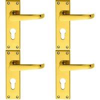 Loops 4x PAIR Straight Victorian Lever on Euro Lock Backplate 150 x 43mm Brass in Metallics
