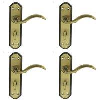 Loops 4x PAIR Spiral Sculpted Lever on Bathroom Backplate 180 x 48mm Florentine Bronze
