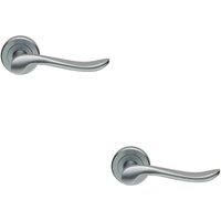 Loops 2x PAIR Scroll Shaped Lever Handle on Round Rose Concealed Fix Satin Chrome