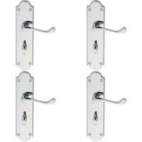 Loops 4x PAIR Victorian Scroll Lever on Bathroom Backplate 205 x 49mm Polished Chrome