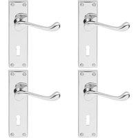Loops 4x Victorian Scroll Lever on Rectangular Lock Backplate 155 x 41mm Chrome