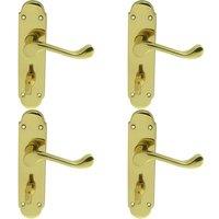 Loops 4x PAIR Victorian Upturned Lever on Bathroom Backplate 170 x 42mm Polished Brass in Metallics