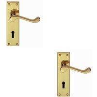 Loops 2x PAIR Victorian Scroll Handle on Lock Backplate 150 x 43mm Polished Brass in Metallics