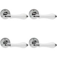 Loops 4x PAIR Porcelain Handle with Ringed Detailing 58mm Round Rose Polished Chrome