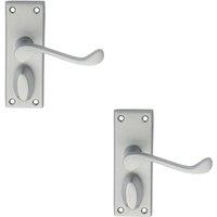 Loops 2x PAIR Victorian Scroll Handle on Privacy Backplate 118 x 43mm Satin Chrome