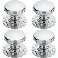 Loops 4x Smooth Ringed Cupboard Door Knob 35mm Dia Polished Chrome Cabinet Handle
