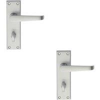 Loops 2x PAIR Straight Victorian Handle on Bathroom Backplate 150 x 43mm Satin Chrome