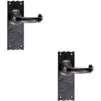 Loops 2x PAIR Forged Curved Lever Handle on Latch Backplate 155 x 54mm Black Antique