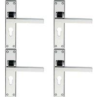 Loops 4x PAIR Straight Square Lever on Euro Lock Backplate 180 x 40mm Polished Chrome
