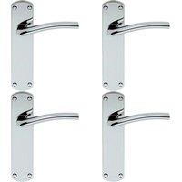 Loops 4x Rounded Curved Bar Handle on Latch Backplate 170 x 42mm Polished Chrome