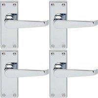 Loops 4x Straight Victorian Lever on Rectangular Latch Backplate Handle Chrome