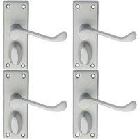 Loops 4x PAIR Victorian Scroll Handle on Privacy Backplate 118 x 43mm Satin Chrome
