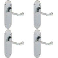 Loops 4x PAIR Victorian Upturned Handle on Latch Backplate 170 x 42mm Polished Chrome