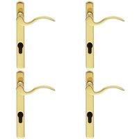 Loops 4x Scroll Lever Door Handle on Lock Backplate Polished Brass 208mm X 25mm in Metallics