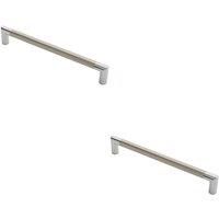 Loops 2x Larged Round Bar Mitred Door Handle 325 x 19mm Polished Chrome Satin Nickel in Metallics