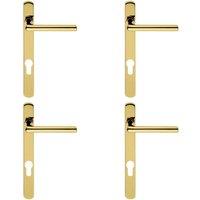 Loops 4x PAIR Straight Lever on Narrow Euro Lock Backplate 220 x 26mm Stainless Brass in Metallics