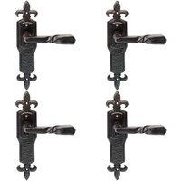 Loops 4x PAIR Forged Twisted Ornate Lever on Latch Backplate 226 x 50mm Black Antique