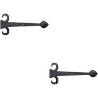 Loops 2x PAIR 305mm Ornate Sword Hinge Front Black Antique Decorative Door Plate