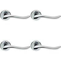 Loops 4x PAIR Scroll Shaped Lever Handle on Round Rose Concealed Fix Polished Chrome