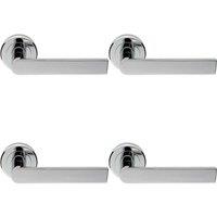 Loops 4x PAIR Flat Rectangular Bar Handle on Round Rose Concealed Fix Polished Chrome