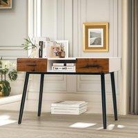 Pirlo Plush 2 Drawer Console Accent Table Hallway Living Room Furniture in Black