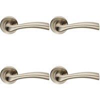 Loops 4x PAIR Curved Flowing Flared Handle Concealed Fix Round Rose Satin Nickel in Metallics