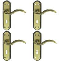 Loops 4x PAIR Spiral Sculpted Handle on Lock Backplate 180 x 48mm Florentine Bronze