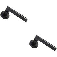 Loops 2x PAIR Straight Plinth Mounted Handle on Round Rose Concealed Fix Matt Black