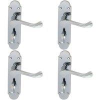 Loops 4x PAIR Victorian Upturned Lever on Bathroom Backplate 170 x 42mm Chrome