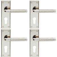 Loops 4x PAIR Round Bar Lever on Euro Lock Backplate 150 x 50mm Polished Satin Nickel in Metallics