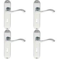 Loops 4x PAIR Curved Handle on Chamfered Lock Backplate 180 x 40mm Polished Chrome