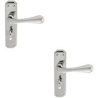 Loops 2x PAIR Heavy Duty Lever on Angular Bathroom Backplate 180 x 40mm Chrome