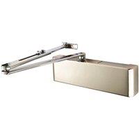 Loops Full Cover Overhead Door Closer Variable Power 2 5 Polished Nickel Plated in Metallics