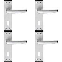 Loops 4x PAIR Straight Lever on Lock Backplate Door Handle 152 x 38mm Satin Aluminium