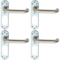 Loops 4x PAIR Safety Lever on Steel Inner Backplate 168mm Door Handle Satin Steel in Metallics
